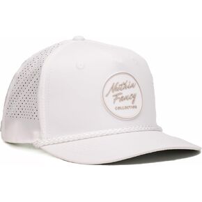 Nuthin Fancy CO Legacy Golf Hat, Performance Fabric Rope Snapback Cap with Breathable Laser Perforated Panels & Pre-Curved Bill, White & Gray in Kuwait