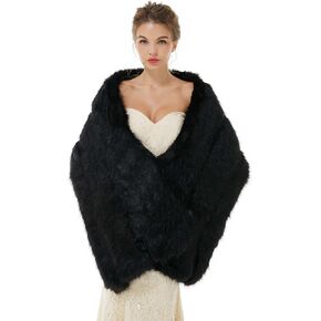 Bridal Faux Fur Shawl and Wraps for Wedding Warm Thick Coat Women Luxury Evening Dress Fluffy Cape for Women in Kuwait