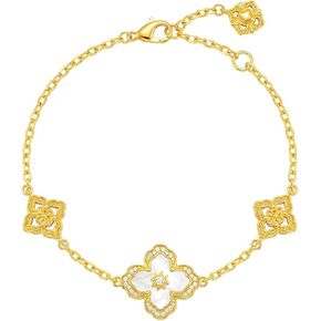18K Gold Plated Clover Bracelet for Women, Hollow Four Leaf Clover Bracelet, Cross Flower Chain, Jewelry Gift for Birthday and Valentine's Day with Gift Box in Saudi Arabia