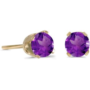 14k Yellow Gold 4 mm Round Amethyst Stud Earrings in Kuwait