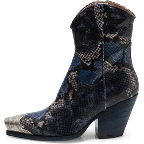 حذاء Keleimusi نسائي من راعية البقر الغربية للركبة، حذاء برقبة طويلة بكعب مكدس، حذاء رعاة البقر بكعب عالٍ من الفولاذ، حذاء رعاة البقر قصير بسحاب جانبي للنساء in Kuwait