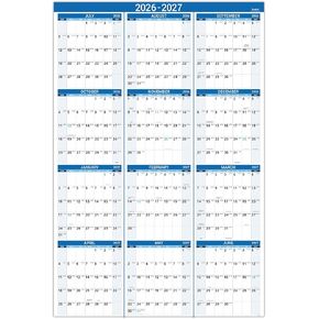 2025 Yearly Wall Calendar - Jan. 2025 - Dec. 2025, 22.8" x 34.4" (Open), 2025 Wall Calendar, Premium Paper, Double-Sided Small Round Sticks, Blue in Saudi Arabia