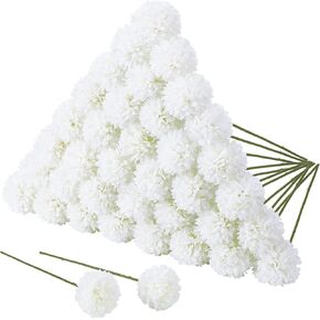 36 Pcs Artificial Flowers Chrysanthemum Ball Flower Orange Fake Silk with Stems Ball Bouquet Fake Mums Floral for Mexican Day Home Decor Table Centerpiece Parties in Kuwait