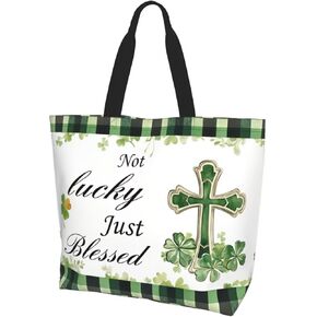 St Patricks Day Tote Bag Women With Zipper Large shamrock tote Bags st patricks day Purse st patricks day Gifts in Saudi Arabia
