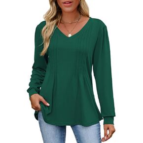 VUTRU بلوزات نسائية بأكمام طويلة وفتحة رقبة على شكل V، بلوزات فضفاضة غير رسمية مقاس كبير، قمصان خريفية للعمل أو الارتداء اليومي in Kuwait