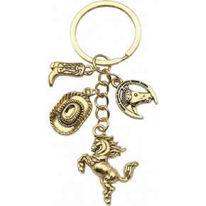 سلسلة مفاتيح حصان غربي مع قبعة وأحذية طويلة، حلقة مفاتيح على شكل حيوان ذهبي عتيق للرجال والنساء، ملحقات حقيبة الفروسية لهدايا المتحمسين على طراز الساحل الغربي in Kuwait