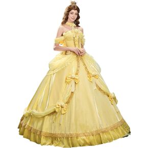 miccostumes Women's Costume Princess Cosplay Ball Gown Yellow Dress with Choker and Bow in Kuwait