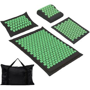 طقم بساط ووسادة للضغط الإبري من XiaoMaGe مع حقيبة - مقاس كبير 28.7 × 16.5 بوصة بساط للوخز بالإبر لآلام الرقبة والظهر، وتخفيف التوتر واسترخاء العضلات، ووسادة لتخفيف آلام عرق النسا (أسود) in Kuwait