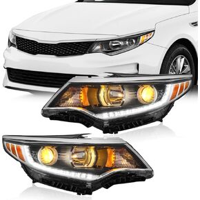مجموعة المصابيح الأمامية TODO متوافقة مع 2016-2018 Kia Optima مع LED DRL، مصباح الرأس مع مصابيح 92101-D5000 92101D5000 KI2502196 92102-D5000 92102D5000 KI2503196 جانب السائق والراكب in Kuwait