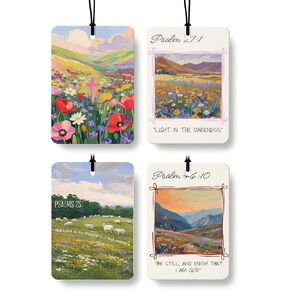 معطر هواء للسيارة برائحة الحمضيات المسيحية 4 قطع، معطر هواء معلق ديني زهري ملون للسيارات والكتب والديكور، هدايا إكسسوارات مسيحية للنساء والرجال in Kuwait