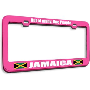 Metal License Plate Frame Jamaica Out of Many 1 People Country Metal Tag Holder Car Accessories Black 2 Holes 1 Frame in Kuwait