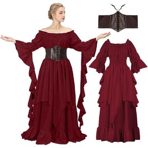 nezababycos Renaissance Victorian Dress for Women, Medieval Gothic Costume Witch Pirate Chemise Dress Wedding Underdress in Kuwait