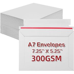 Rigid A7 Envelopes, 300GSM Thickened White Self Seal Mailers, 7.25" x 5.25" Stay Flat Envelope for 5 x 7 Cards, Photos, Invitations, Postcards, Documents(150 Pack) in Kuwait