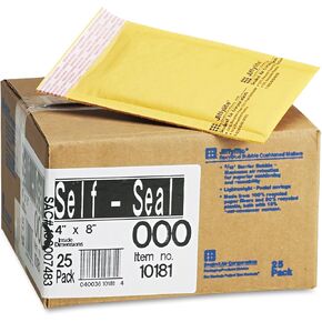 Jiffylite Self Seal Mailer, #000, 4 x 8, Golden Brown, 25/Carton in Kuwait