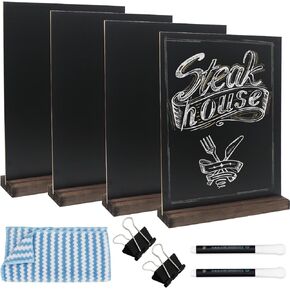 GUKBIAY علامة السبورة المنضدية مع حامل قاعدة 4 حزمة 8.5 × 11 بوصة مزدوجة الجانب الدائمة لوحات القائمة علامات الطعام لحفل بوفيه الزفاف بار مطعم الطعام in Kuwait