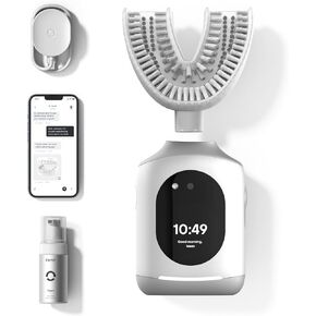 Feno Smartbrush Electric Toothbrush for Adults – AI-Powered Oscillating Toothbrush with App and Personalized Mouthpiece, 20-Second Deep Clean, Rechargeable, Includes 1 Bottle of Feno Foam Toothpaste in Kuwait