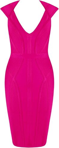 Whoinshop Women's Bandage Dress V-Neck Celebrity Bodycon Evening Party Dress in Kuwait