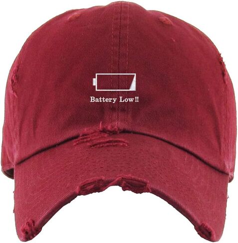 Battery Low Vintage Baseball Cap Embroidered Cotton Adjustable Distressed Dad Hat in Saudi Arabia
