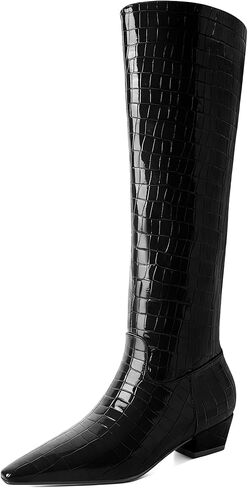 YODEKS Women's Knee High Boots 1.5 Inch Low Heel Boots Pull On Comfortable Boots US Size 6-12 in Kuwait