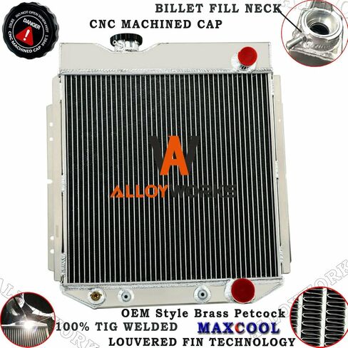 ALLOYWORKS 4 Row All Aluminum Radiator+Shroud+14"Fan For 1963-1966 Ford Mustang/Falcon/Mercury/Comet V8 in Saudi Arabia
