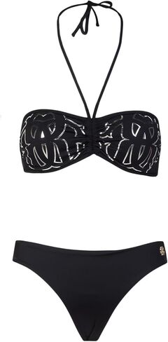 ROBERTO CAVALLI Black Printed Two Piece Halter Neck Bikini Set- in Kuwait