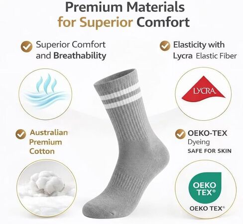 4 Pairs Women Lightweight Striped Crew Socks,Soft,Breathable Cotton Handlinked SmoothToe,Comfortable&Durable Athletic Work Socks, Size 6-10 in Saudi Arabia