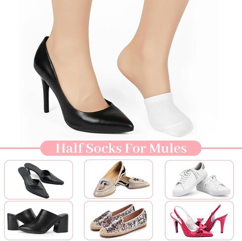Half Socks Toe Socks Womens for Mules No Show Liner Toe Topper Covers Seamless Grip Invisible Non-Slip Liners for Clog Slip-ons 8 Pairs in Kuwait
