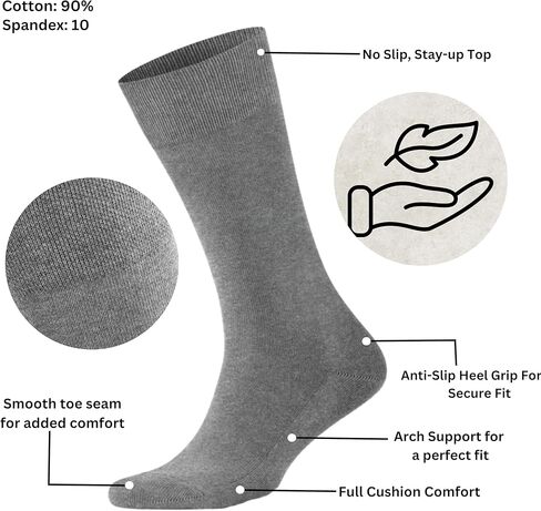 جوارب KNETLI النسائية الرسمية، جوارب دائرية، فائقة النعومة، رمادي مقاس 6-9، حزمة من 6 أزواج in Kuwait