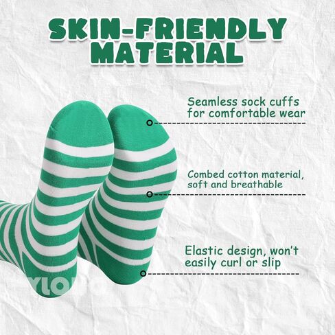 St. Patrick's Day Socks 2 Pairs Shamrock Irish Green Stripe Fun Crew Socks for Women Men Grils Boy Novelty Sock Gift in Kuwait