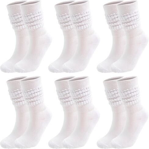 6 Pairs Slouch Socks Long Scrunch Knee High Boot Knit Stacked Socks for Women in Saudi Arabia