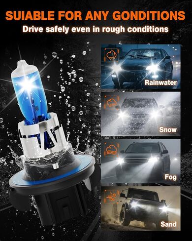 Compatible with Dodge Ram 1500 2500 3500 2006 2007 2008 Halogen Headlight Bulb Combo - 185% Brighter 5000K White High/Low Beam, Plug and Play, 2-Pack in Kuwait