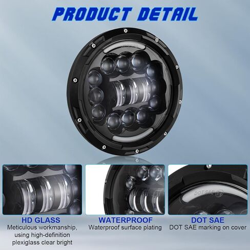 H6024 7-inch LED Headlights + 2504/12276/PSX24WCVP led Fog Lights Compatible with Wrangler (2010-2024), Round Headlamp High Low Beam, DOT Approved,H6024，4-Pack in Kuwait