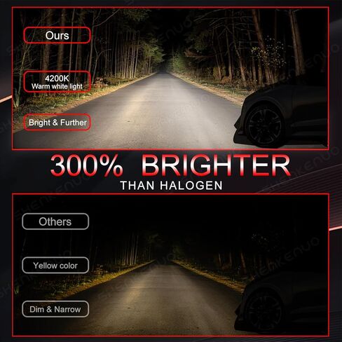 For Ford Edge 2007-2010 9005 H11 Halogen Headlight Bulbs, 9005 High Beam & H11 Low Beam Halogen Replacement Bulbs,100W 10000LM 5000K White, 300% Brighter, Plug and Play, Pack of 4 in Kuwait