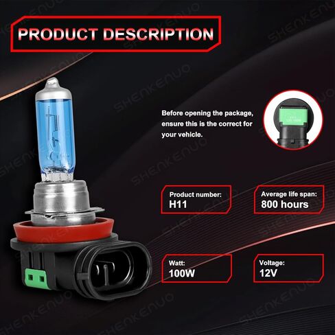 For Ford Edge 2007-2010 9005 H11 Halogen Headlight Bulbs, 9005 High Beam & H11 Low Beam Halogen Replacement Bulbs,100W 10000LM 5000K White, 300% Brighter, Plug and Play, Pack of 4 in Kuwait