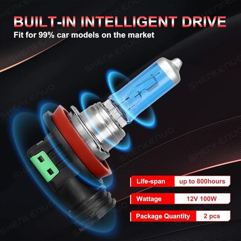 For Ford Edge 2007-2010 9005 H11 Halogen Headlight Bulbs, 9005 High Beam & H11 Low Beam Halogen Replacement Bulbs,100W 10000LM 5000K White, 300% Brighter, Plug and Play, Pack of 4 in Kuwait