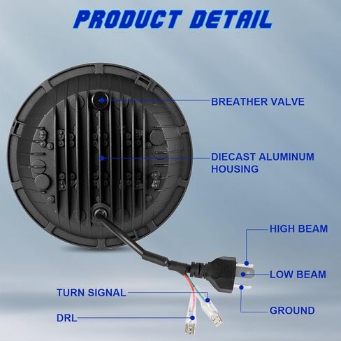 H6024 7-inch LED Headlights + 9145/9140 led Fog Lights Compatible with Wrangler (2007-2009), Round Headlamp High Low Beam, DOT Approved,H6024，4-Pack in Kuwait