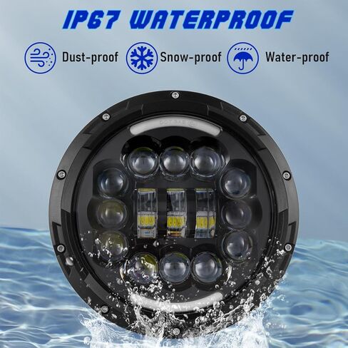 H6024 7-inch LED Headlights + 9145/9140 led Fog Lights Compatible with Wrangler (2007-2009), Round Headlamp High Low Beam, DOT Approved,H6024，4-Pack in Kuwait