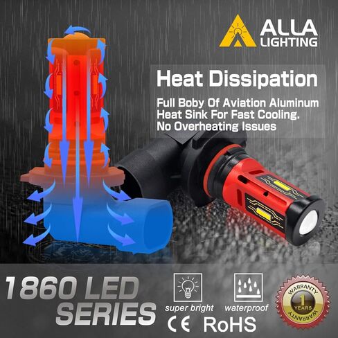 Alla Lighting P22d Base HB4 9006 LED استبدال مصابيح الضباب الصفراء، 3000K in Saudi Arabia