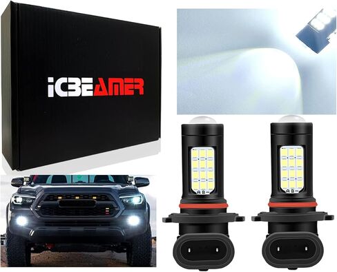 مصابيح LED ICBEAMER 9005/HB3، طقم استبدال المصابيح الأمامية LED عالية الشعاع للتوصيل والتشغيل، 6000 كلفن أبيض ساطع، استبدال الهالوجين، تركيب سريع، عبوة من قطعتين in Kuwait