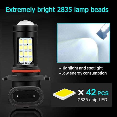 مصابيح LED ICBEAMER 9005/HB3، طقم استبدال المصابيح الأمامية LED عالية الشعاع للتوصيل والتشغيل، 6000 كلفن أبيض ساطع، استبدال الهالوجين، تركيب سريع، عبوة من قطعتين in Kuwait