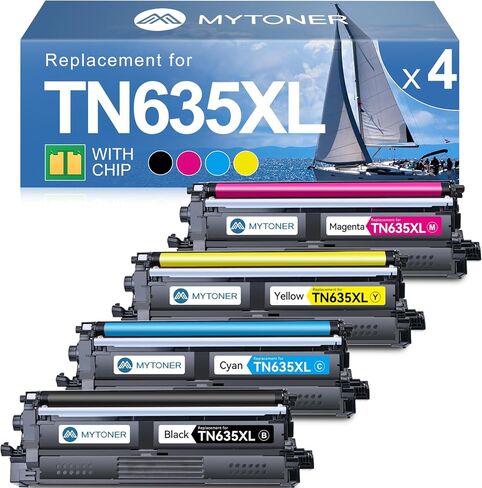 MYTONER Compatible Toner Cartridge Replacement for Brother TN635XL TN-635XL TN635 for HL-L8430CDW HL-L8430CDWT HL-L8570CDW MFC-L8730CDW MFC-L8930CDW MFC-L8970CDW MFC-EX575 Printer (4 Pack, B/C/M/Y) in Kuwait