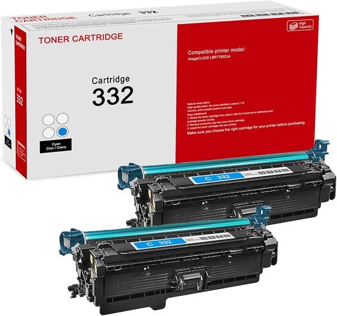 2 عبوة 332 6262B012 خرطوشة حبر سماوي: متوافقة مع CRG 332 6262B012 بديلة لطابعة Canon Color imageCLASS LBP7780Cdn in Kuwait