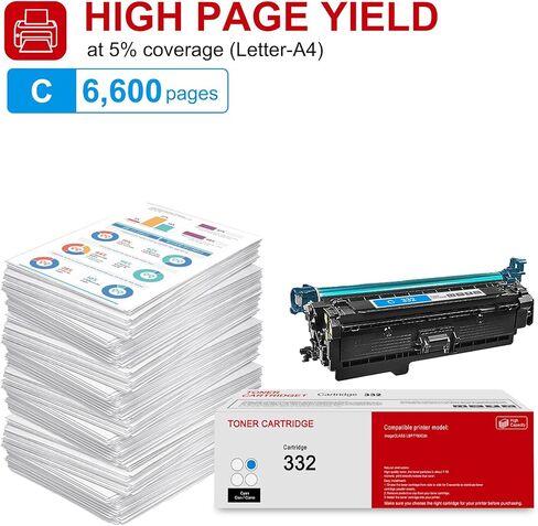 2 عبوة 332 6262B012 خرطوشة حبر سماوي: متوافقة مع CRG 332 6262B012 بديلة لطابعة Canon Color imageCLASS LBP7780Cdn in Kuwait