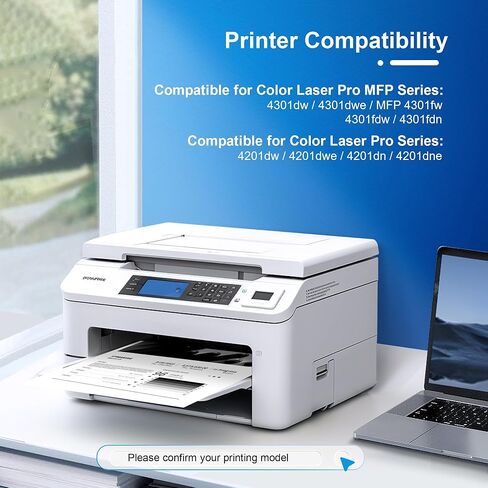 خراطيش حبر 210A - بديل حبر 4301FDW لخراطيش حبر HP Color LaserJet Pro MFP 4301fdw المتوافقة مع طابعات HP 210A 210X W2100A 4301 4201dw 4201dn 4301fdn، 4 عبوات مع رقاقة in Kuwait