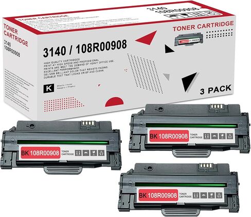 3 عبوات 3140 108R00908 خرطوشة حبر سوداء: متوافقة مع 3140 108R00908 بديلة لطابعة زيروكس كولور فيزر 3140 فيزر 3155 فيزر 3160N in Saudi Arabia