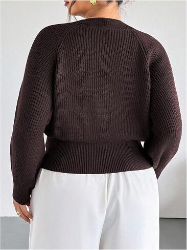 WDIRARA Women's Plus Size Button Up Cardigan Sweaters V Neck Long Sleeve Knit Outerwear in Saudi Arabia