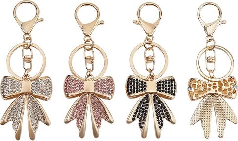 3Pcs Bow Keychain Rhinestone 3 Colors Sparkly Bowknot Keychains Bag Charm Shiny Gold Bow Key Chain for Key Purse Backpack Handbag Decorate Accessories in Saudi Arabia