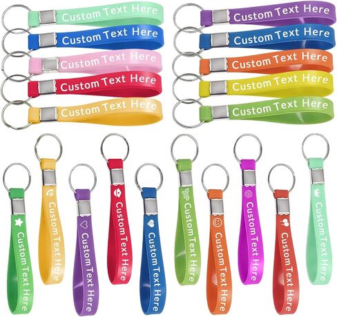 BEXOA 10/50/100/500 Pcs Bulk Custom Silicone Keychains Personalized Rubber Keychains with Text Logo for Events Awareness (Printing) in Kuwait