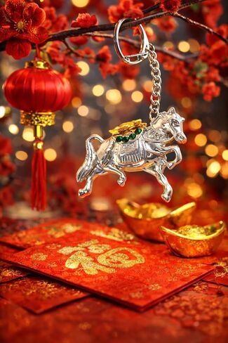 Betterdecor Feng Shui 2026 Zodiac Tribute Horse Keychain Key Ring Handbag Hanging Gift in Saudi Arabia