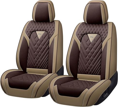 Car Seat Covers for BMW 330i 2017-2024,Waterproof Faux Leather Seat Covers,Luxury Automotive Interior Accessories Cover (5-Seat Set, Beige&Coffee) in Saudi Arabia